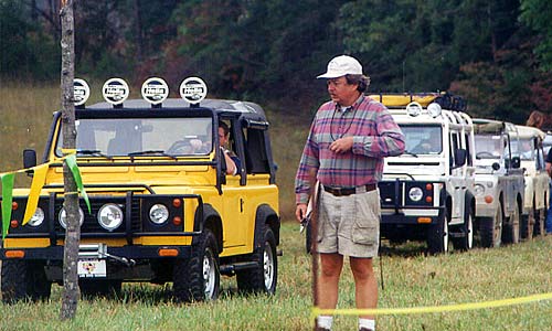 Sandy Grice maintains the traffic flow of the Rovers at the 1994 Mid Atlantic Rally in Virginia