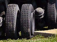 M48 Tank Transporter Tire that has just blown out