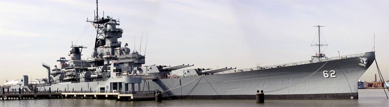 Battleship NJ BB 62 Starboard Bow Panorama