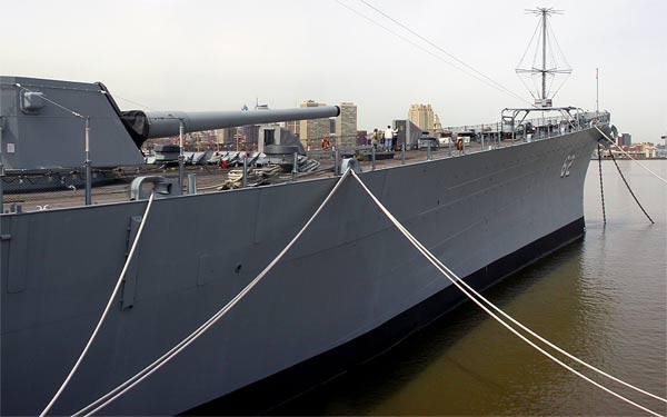 Battleship NJ BB 62 Bow Panorama