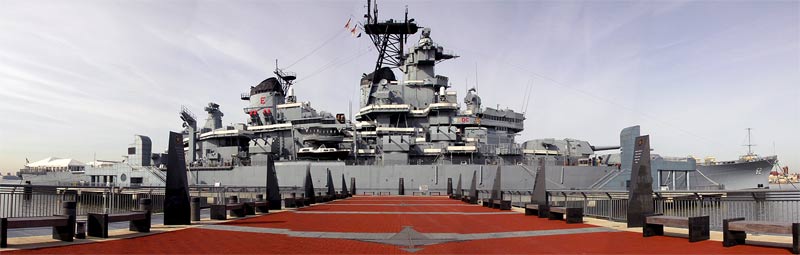 Battleship NJ BB 62 Pier View Panorama