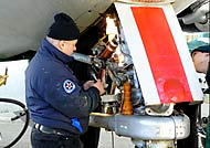 Gerry Kenna maintains the BAHF's Nose Gear