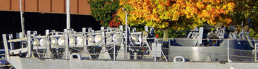 USS Slater's newly fabricated rear depth charge rack