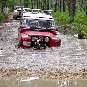 Dave Bobeck's IIA Land Rover comes to a soggy halt